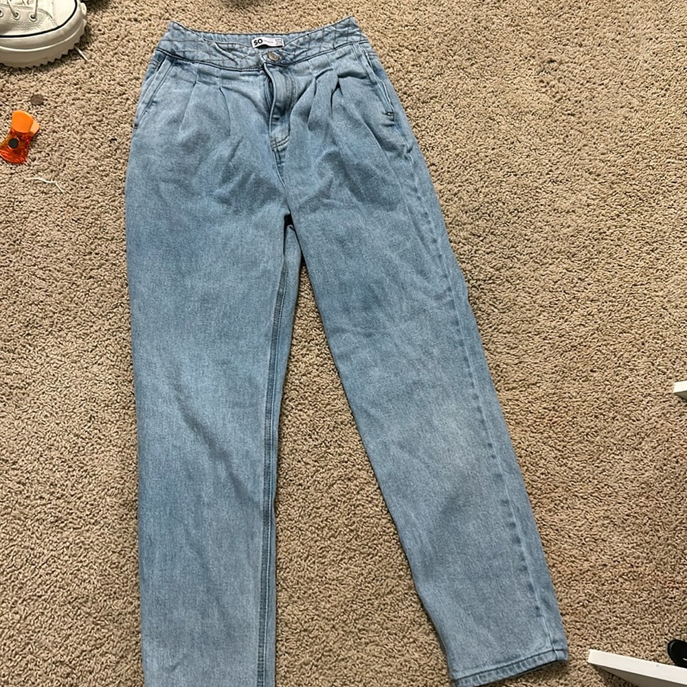 Straight blue mom jeans